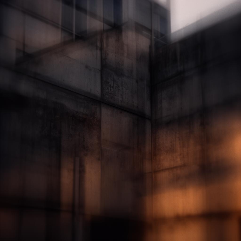Abstract twilight study of a weathered concrete facade